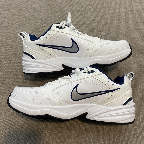 Nike Air Monarch IV Shoes Mens Size 12 White Navy Training Sneakers 416355-102 - Picture 3 of 10